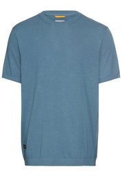 Strick-T-Shirt aus Baumwolle - 43-Stone Blue - Blau