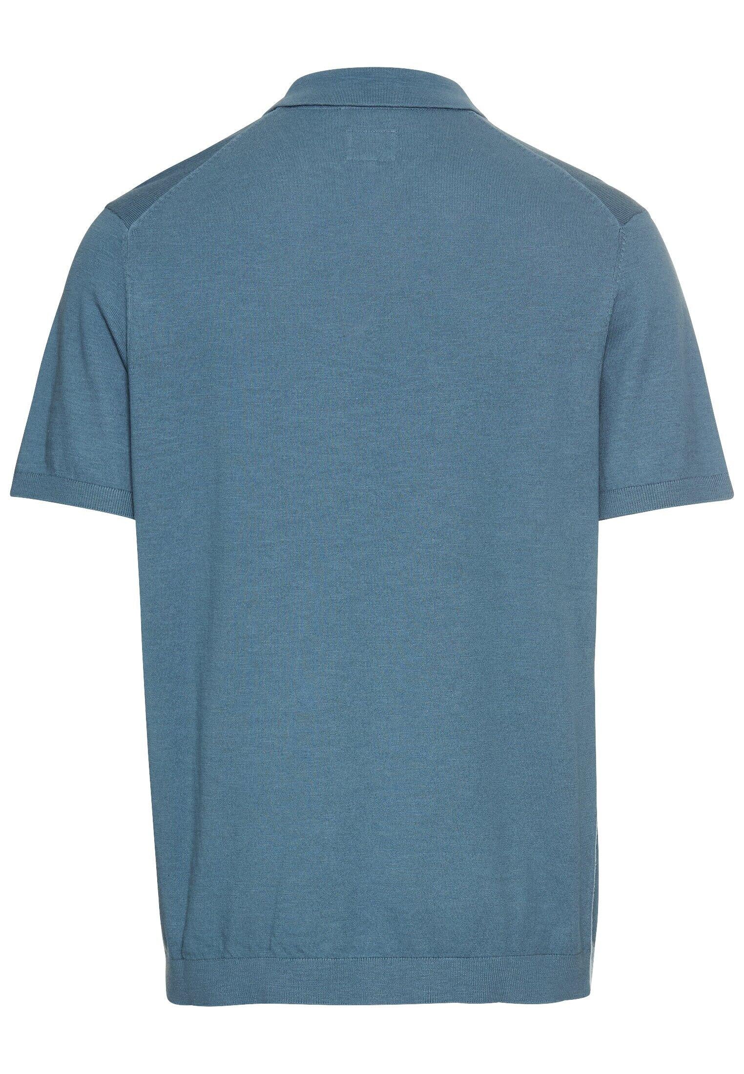 Leichtes Strick-Polo aus reiner Baumwolle - 43-Stone Blue - Blau