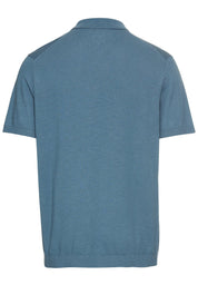 Leichtes Strick-Polo aus reiner Baumwolle - 43-Stone Blue - Blau