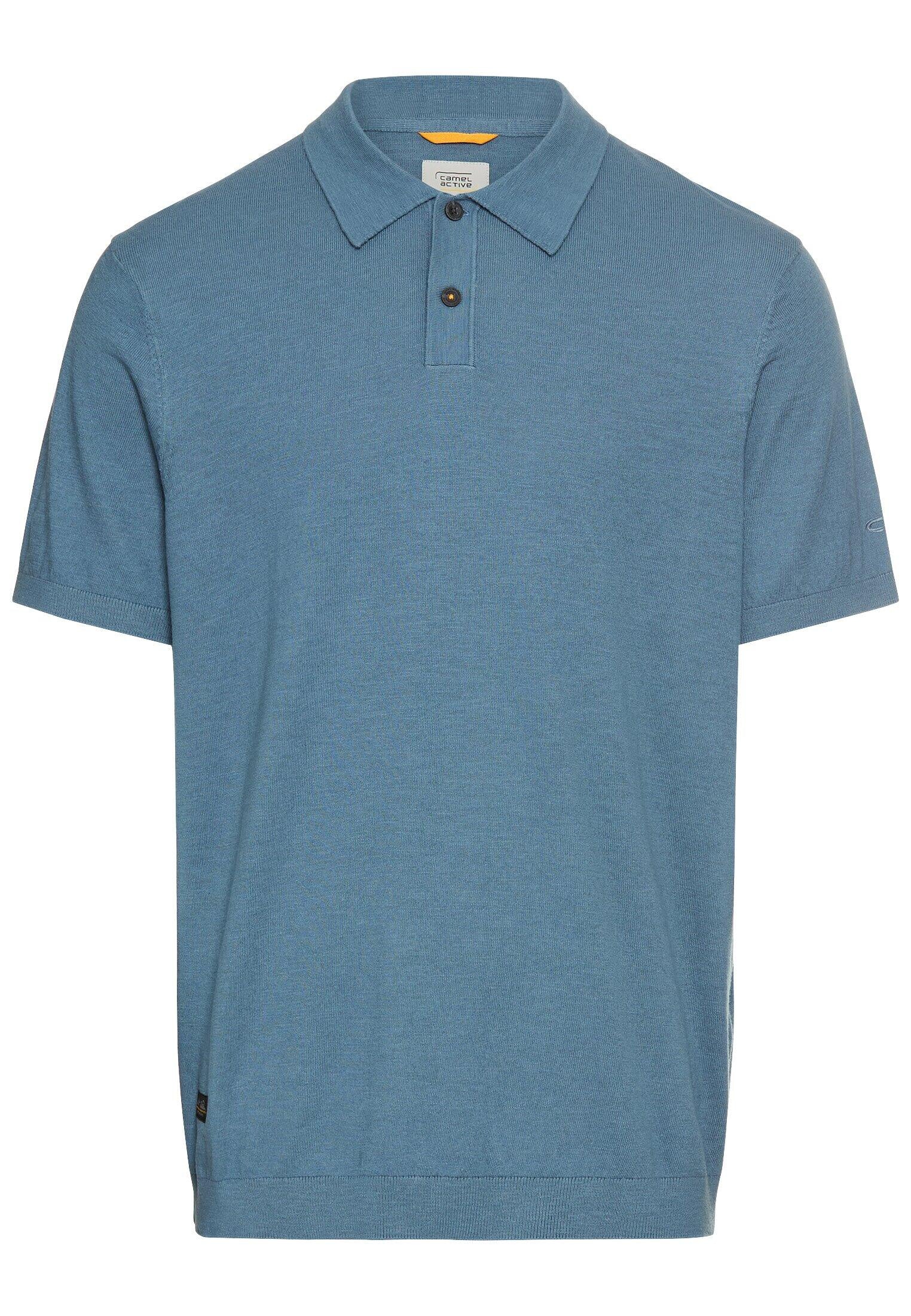 Leichtes Strick-Polo aus reiner Baumwolle - 43-Stone Blue - Blau