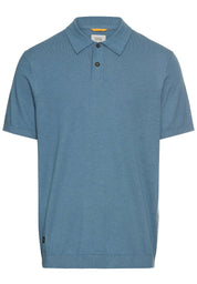 Leichtes Strick-Polo aus reiner Baumwolle - 43-Stone Blue - Blau