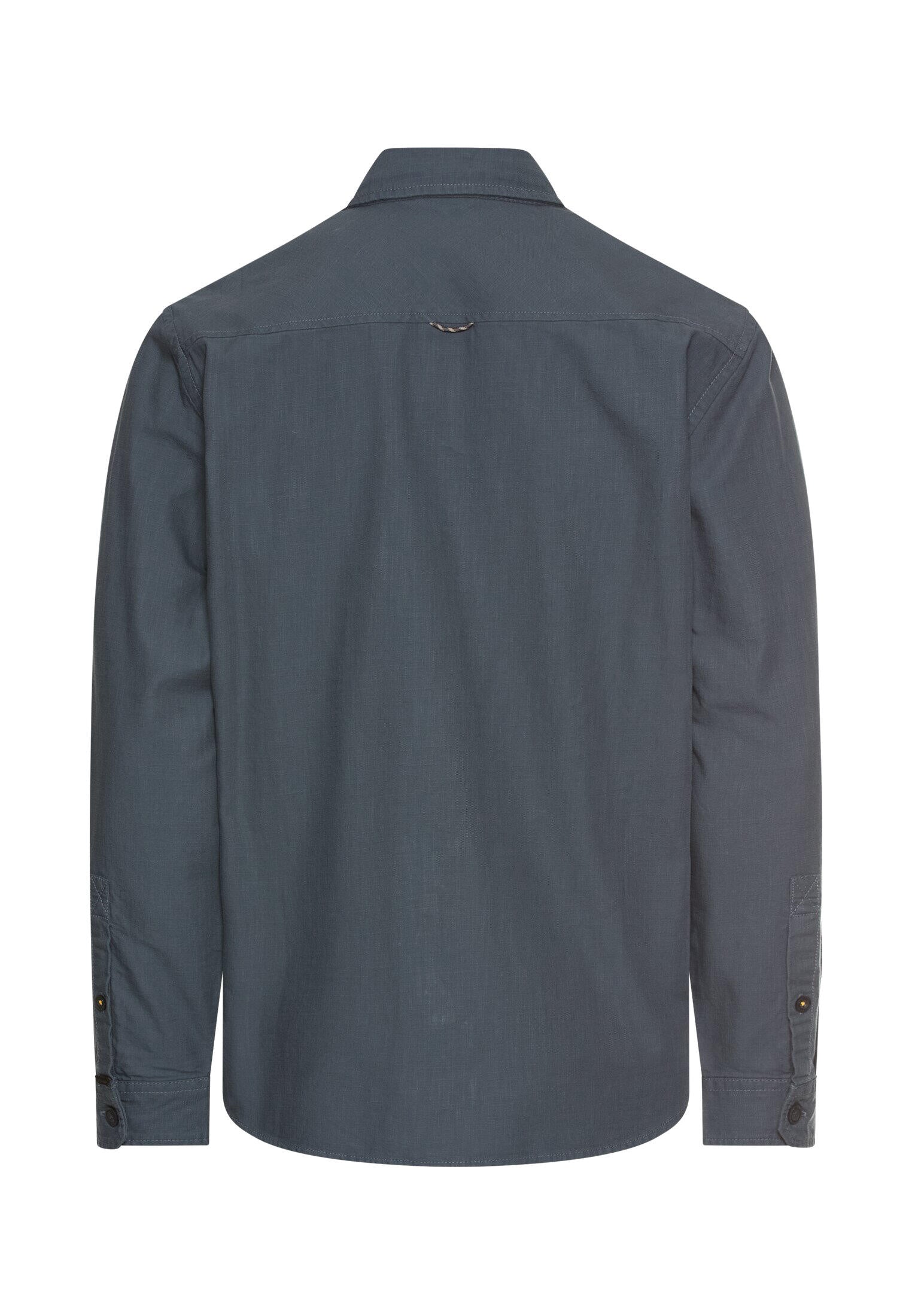 Langarm Hemd mit Kentkragen und Brusttaschen - 47-Tinted Blue - Blau