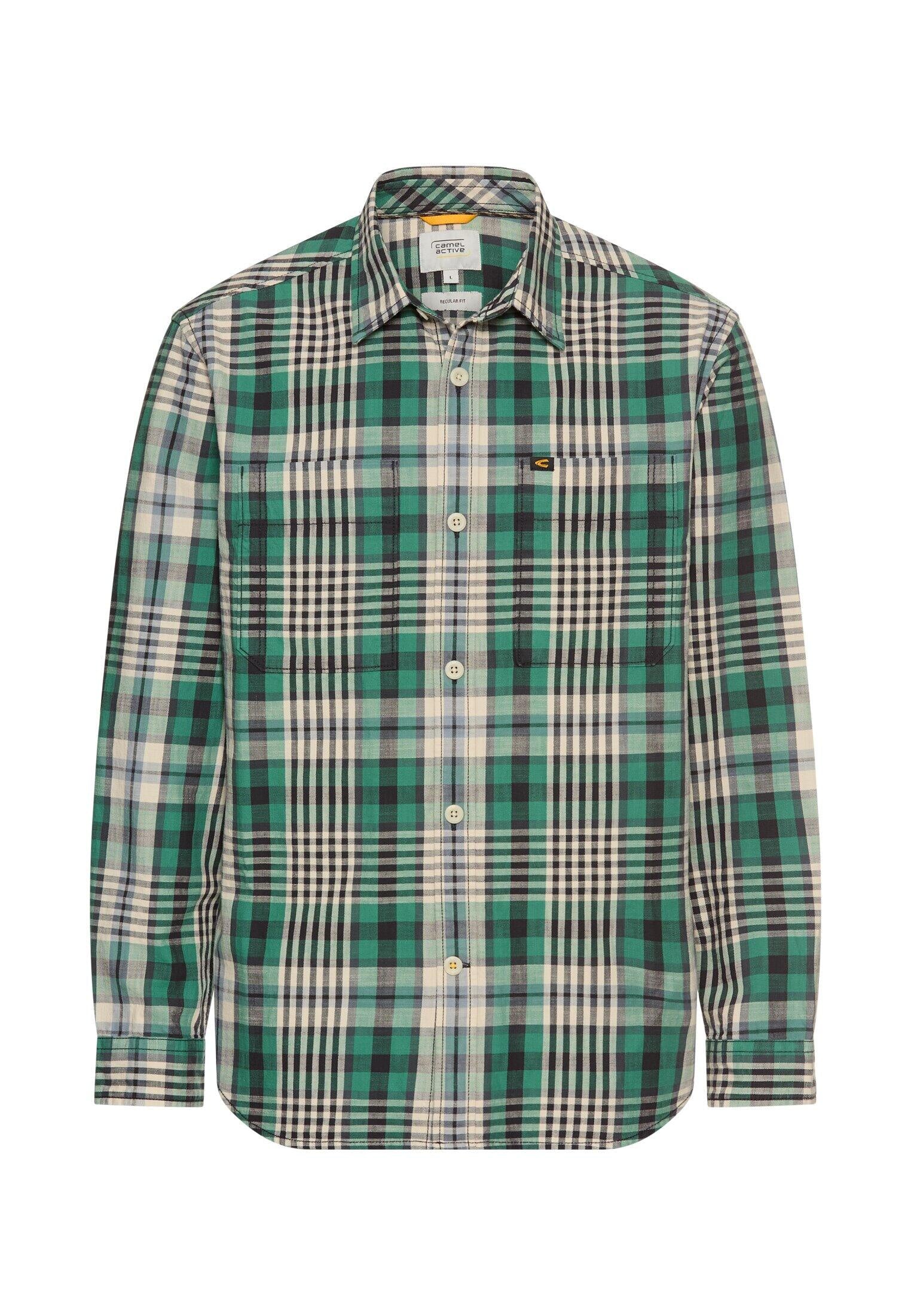 Langarm Hemd mit Kentkragen und Brusttaschen - 38-Fir Green - Grün