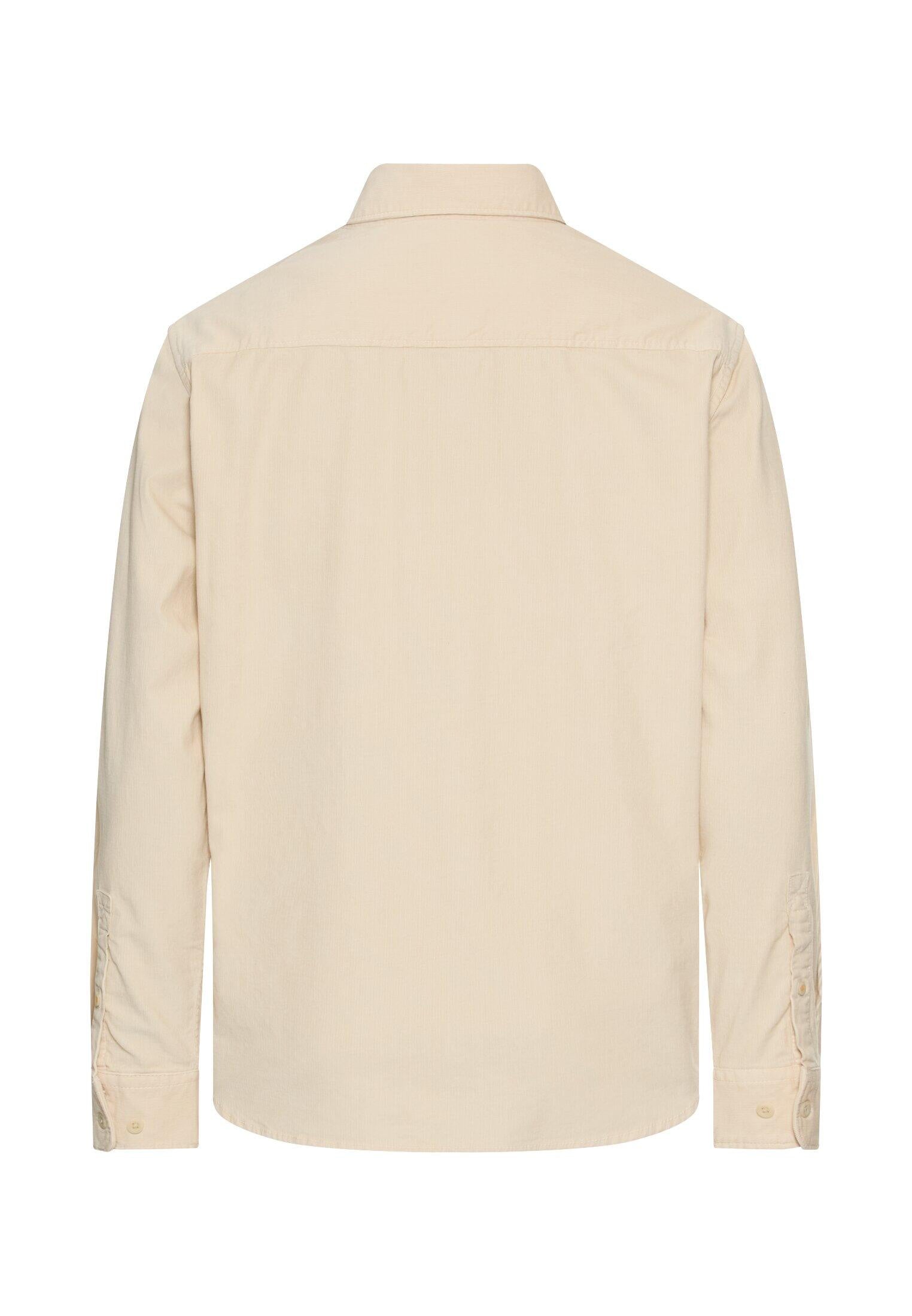 Langarm Shirt mit Button-Down-Kragen und Brusttasche - 11-Oatmeal - Creme