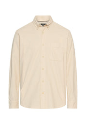 Langarm Shirt mit Button-Down-Kragen und Brusttasche - 11-Oatmeal - Creme