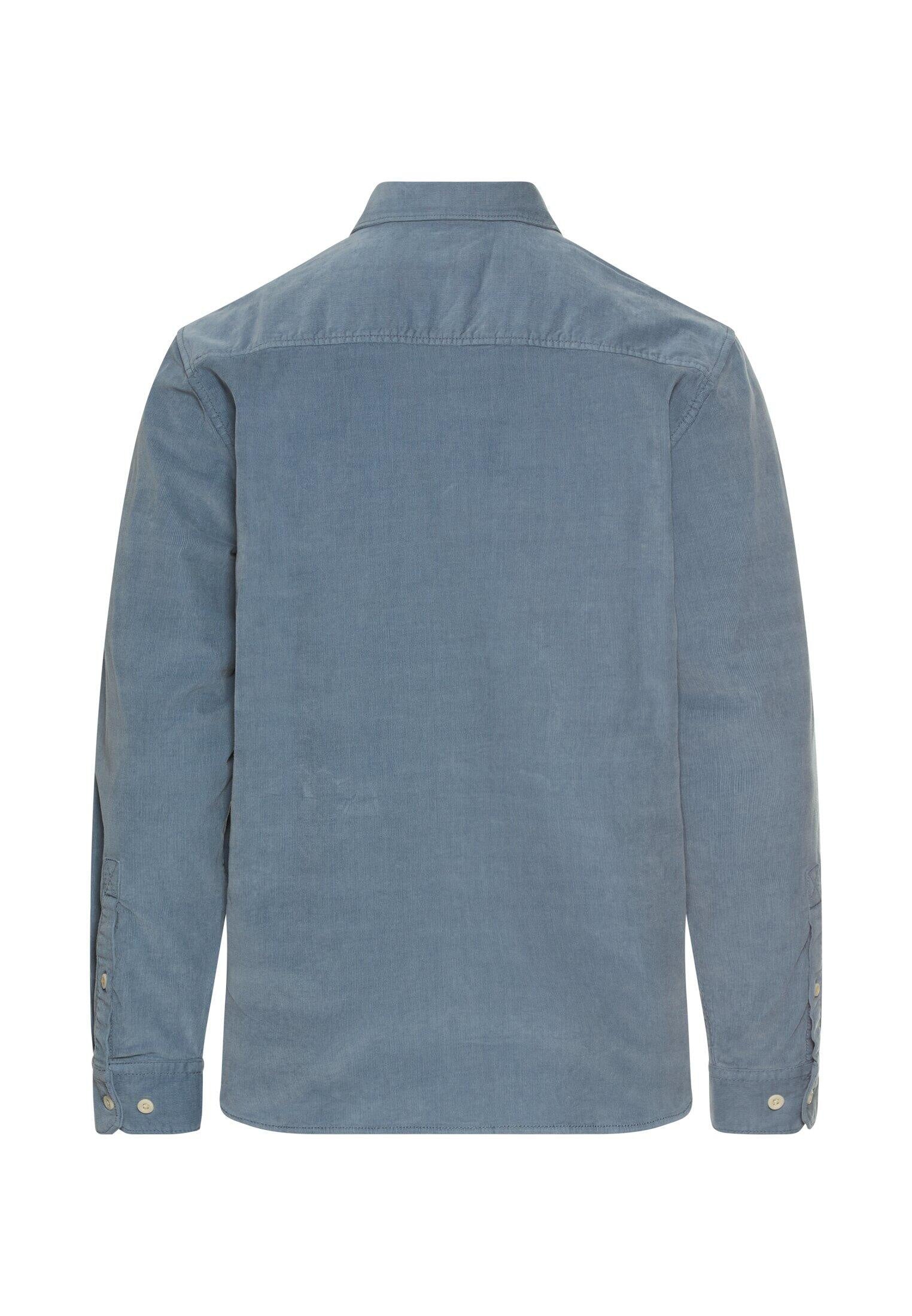 Langarm Shirt mit Button-Down-Kragen und Brusttasche - 43-Stone Blue - Blau
