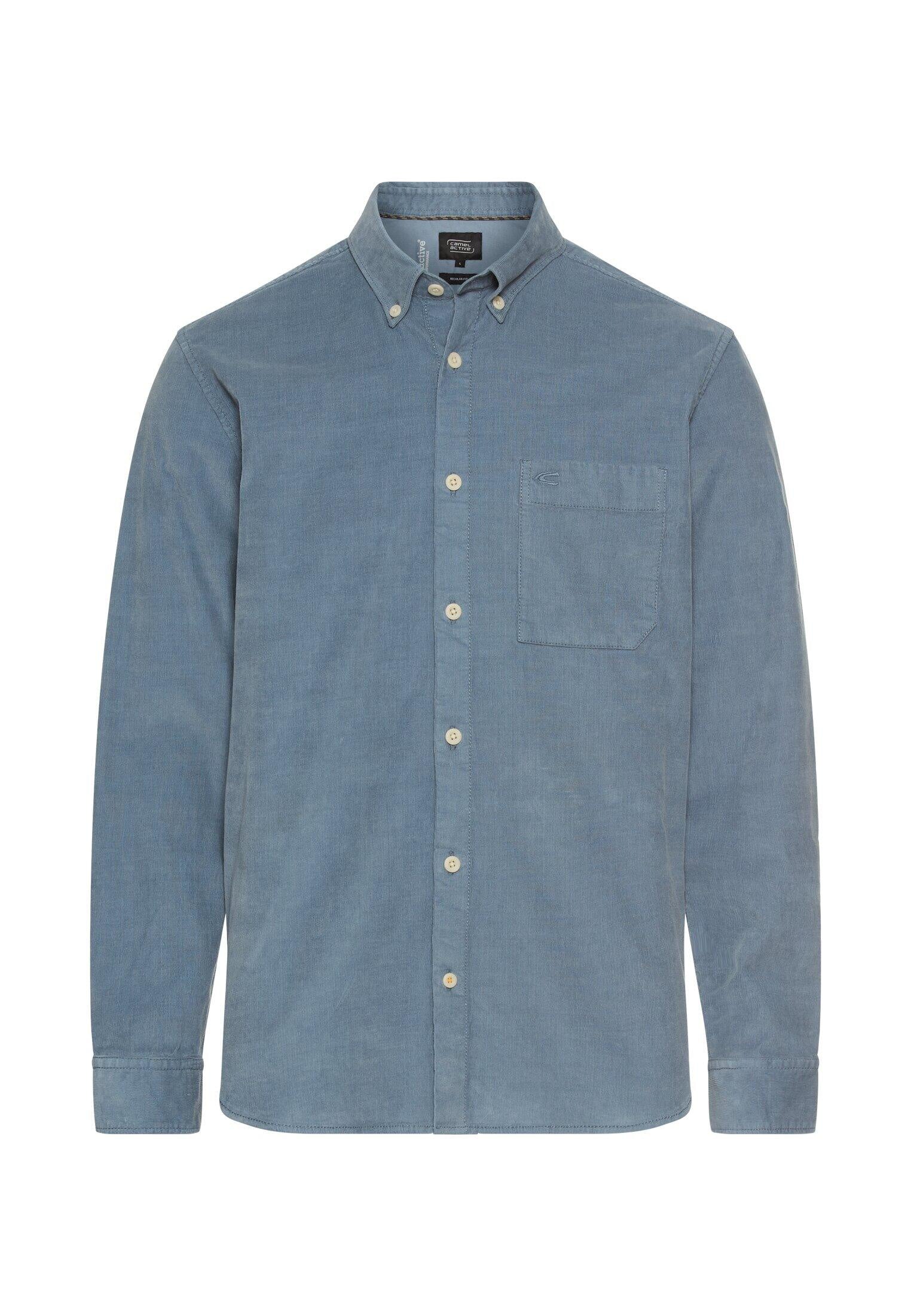 Langarm Shirt mit Button-Down-Kragen und Brusttasche - 43-Stone Blue - Blau