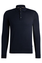 Strick-Poloshirt aus Schurwolle - 404-Dark Blue - Blau