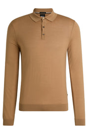 Strick-Poloshirt aus Schurwolle - 260-Medium Beige - Beige