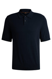 Strickpoloshirt aus Baumwollmix - 404-Dark Blue - Blau