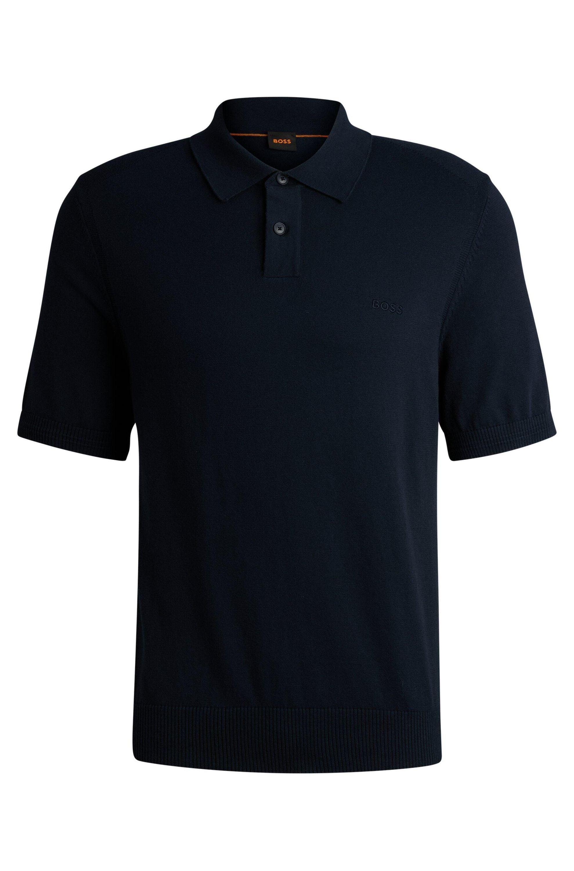 Strickpoloshirt aus Baumwollmix - 404-Dark Blue - Blau