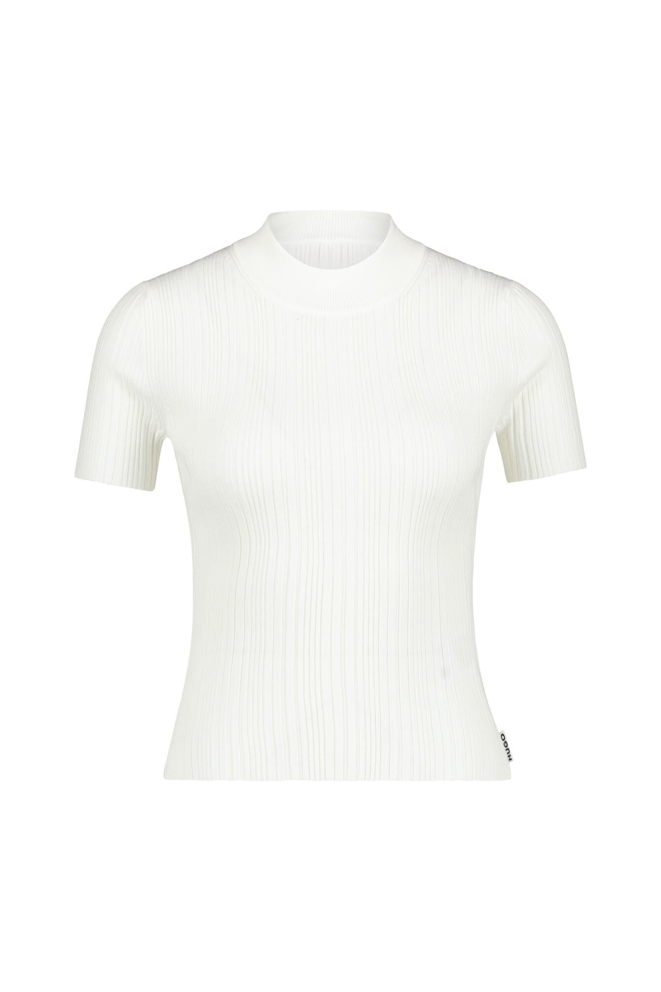 Geripptes T-Shirt aus Viskosemix - 102-Natural - Weiß