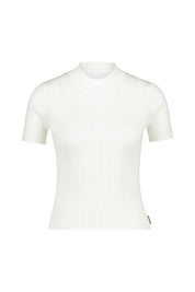 Geripptes T-Shirt aus Viskosemix - 102-Natural - Weiß