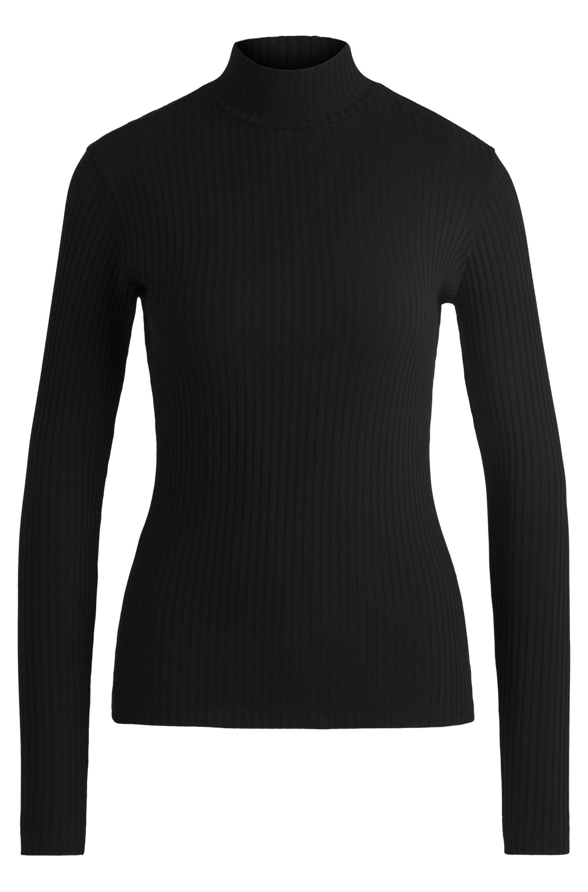 Langarmshirt gerippt - 001-Black - Schwarz