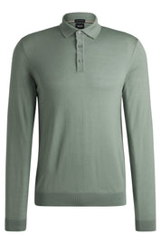 Strick-Poloshirt aus Schurwolle - 330-Light/Pastel Green - Grün