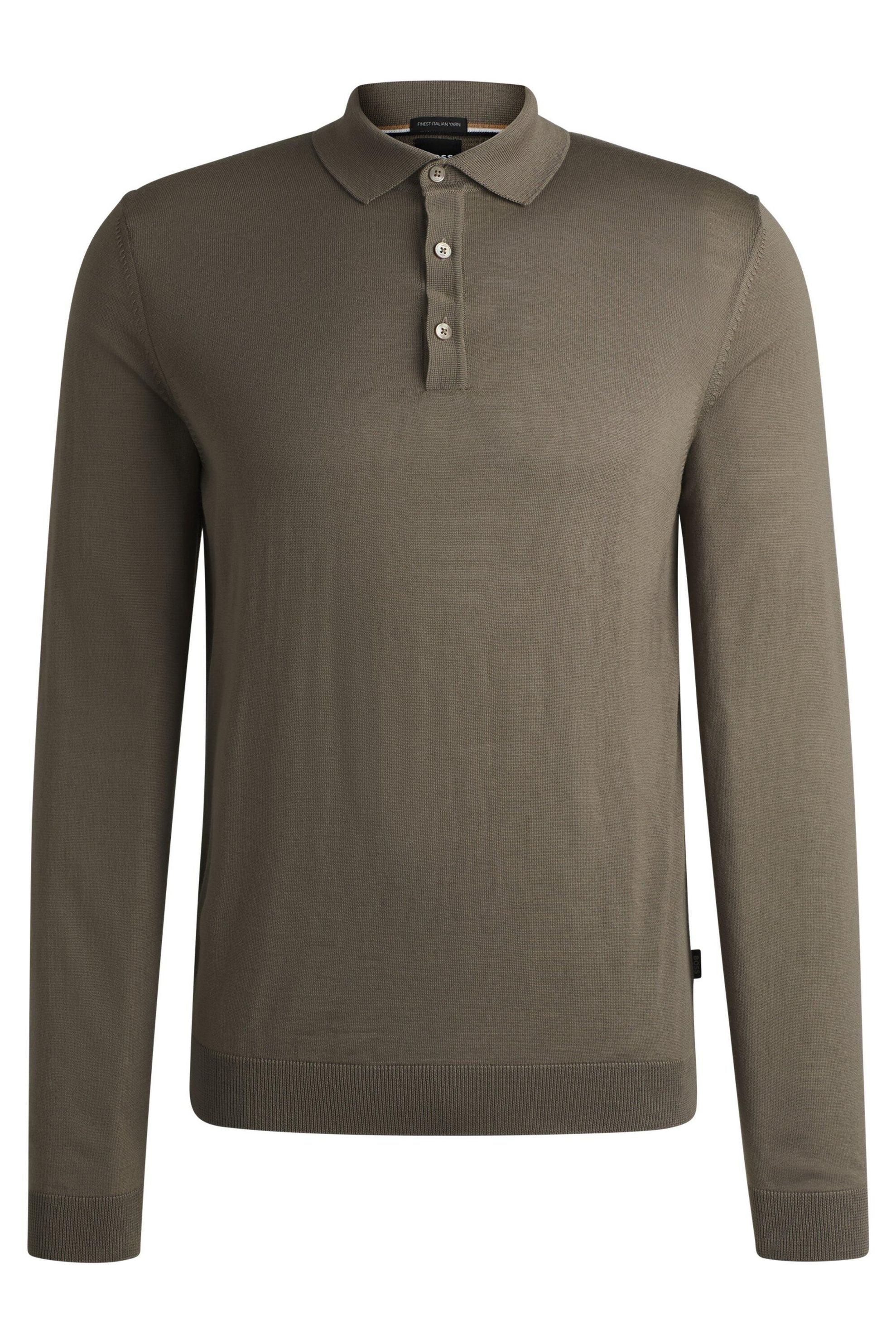 Strick-Poloshirt aus Schurwolle - 376-Open Green - Khaki