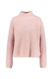 Strickpullover mit Stehkragen - 683-Light/Pastel Pink - Rosa