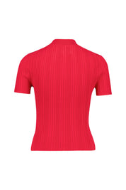 Geripptes T-Shirt aus Viskosemix - 610-Medium Red - Rot