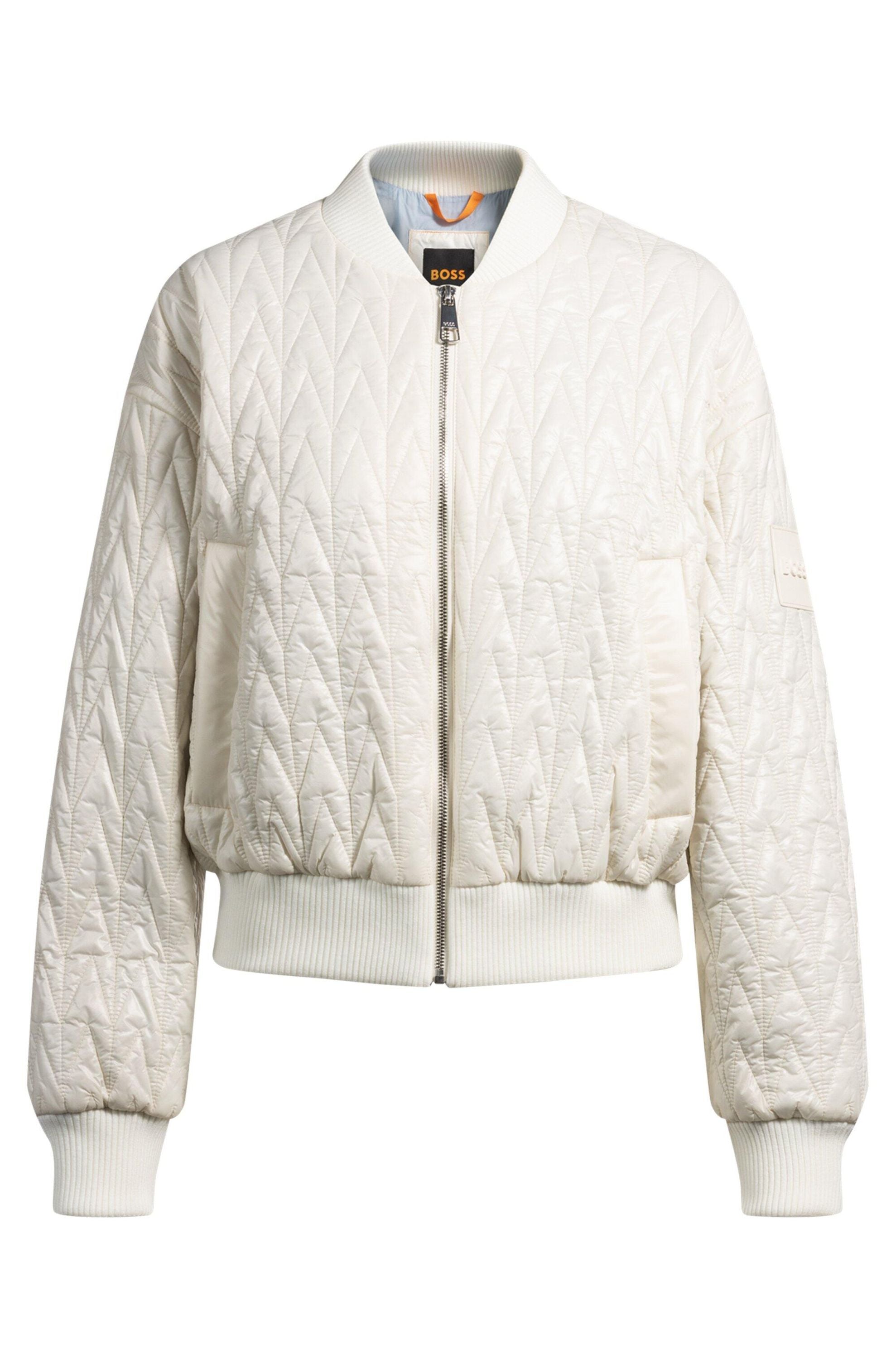 Bomberjacke mit Steppmuster - 118-Open White - Weiß