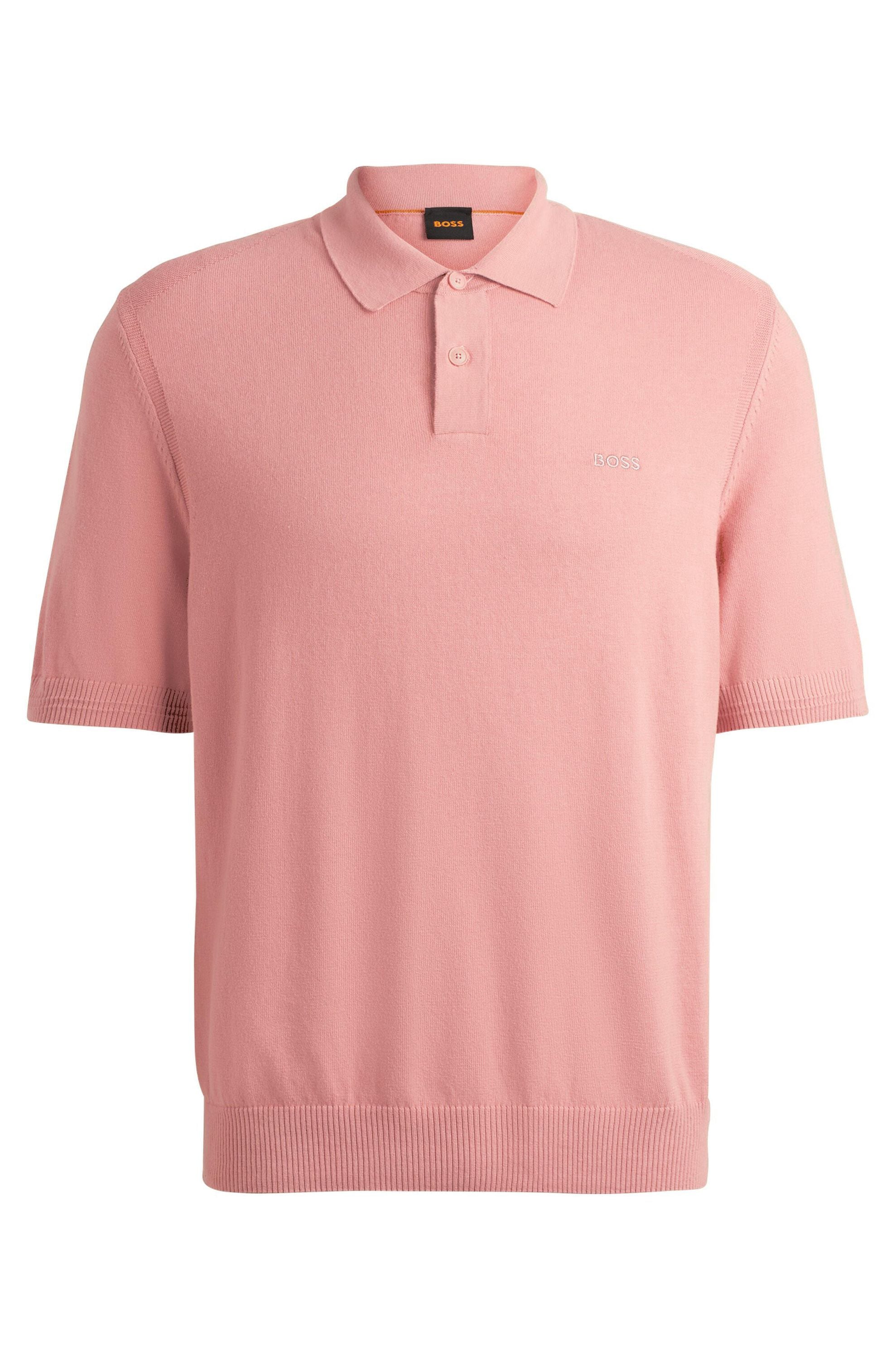Strickpoloshirt aus Baumwollmix - 694-Open Pink - Pink