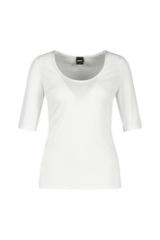 T-Shirt gerippt aus Lyocell - 100-White - Weiß