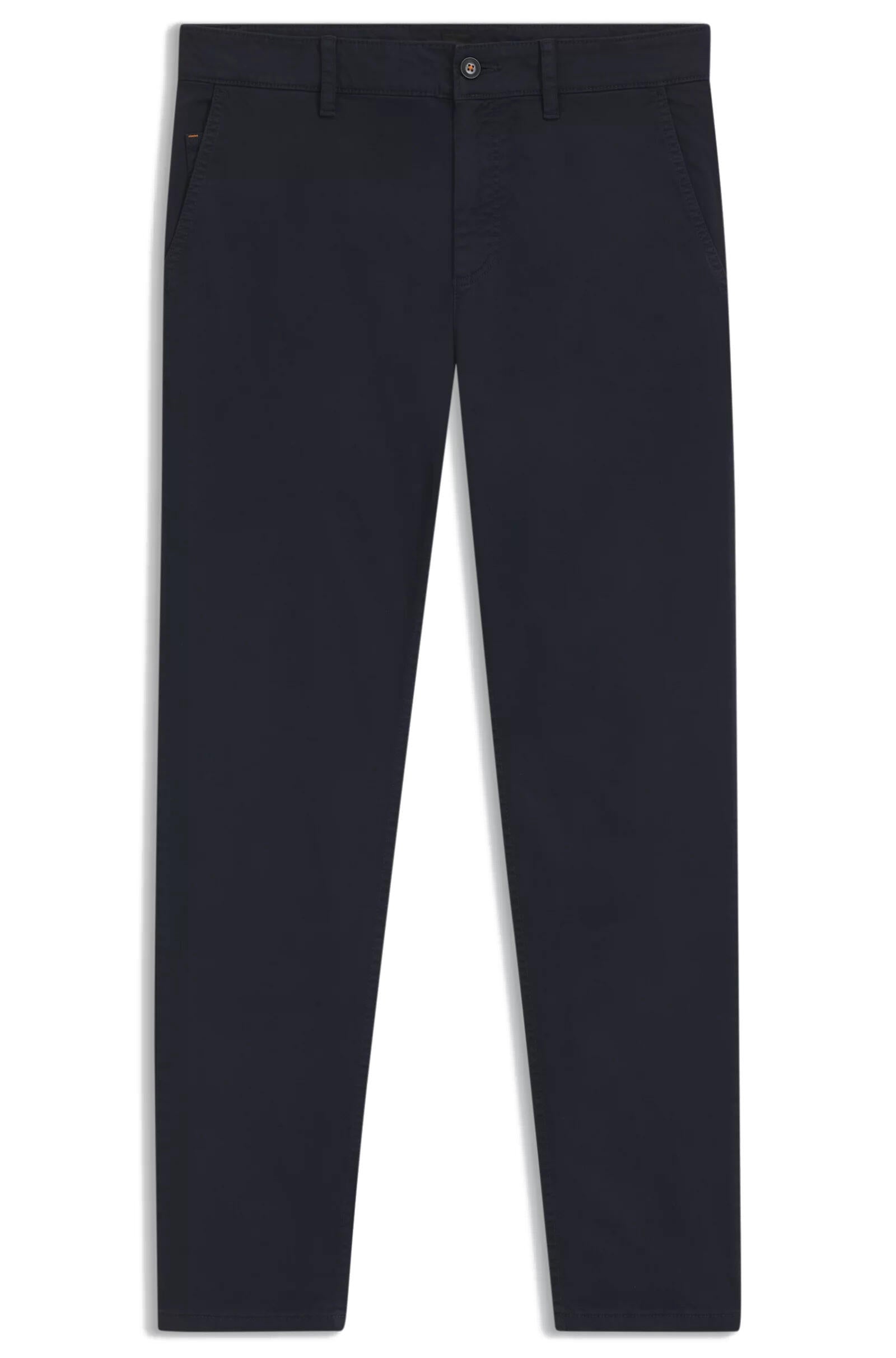 Tapered-Fit Chino aus elastischem Baumwoll-Satin - 404-Dark Blue - Blau