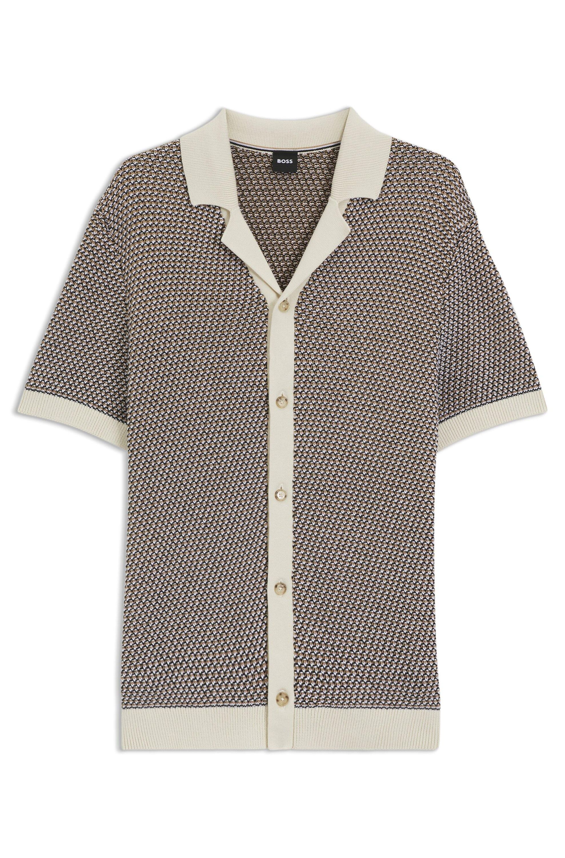 Regular-Fit Strick-Cardigan aus Baumwolle - 131-Open White - Beige