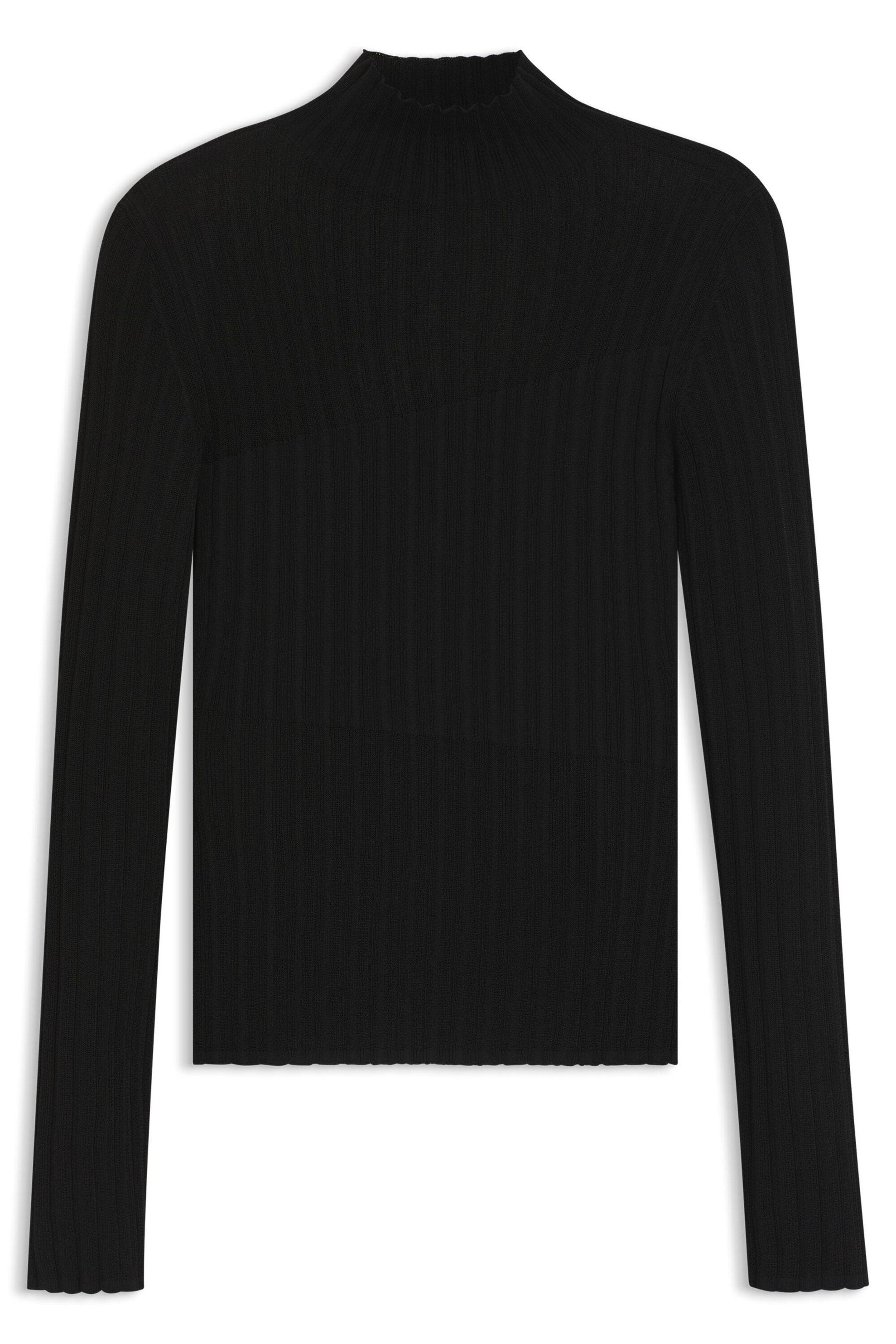 Langarmshirt gerippt aus Viskosemix - 001-Black - Schwarz