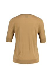 Stick-T-Shirt aus Schurwolle - 260-Medium Beige - Braun