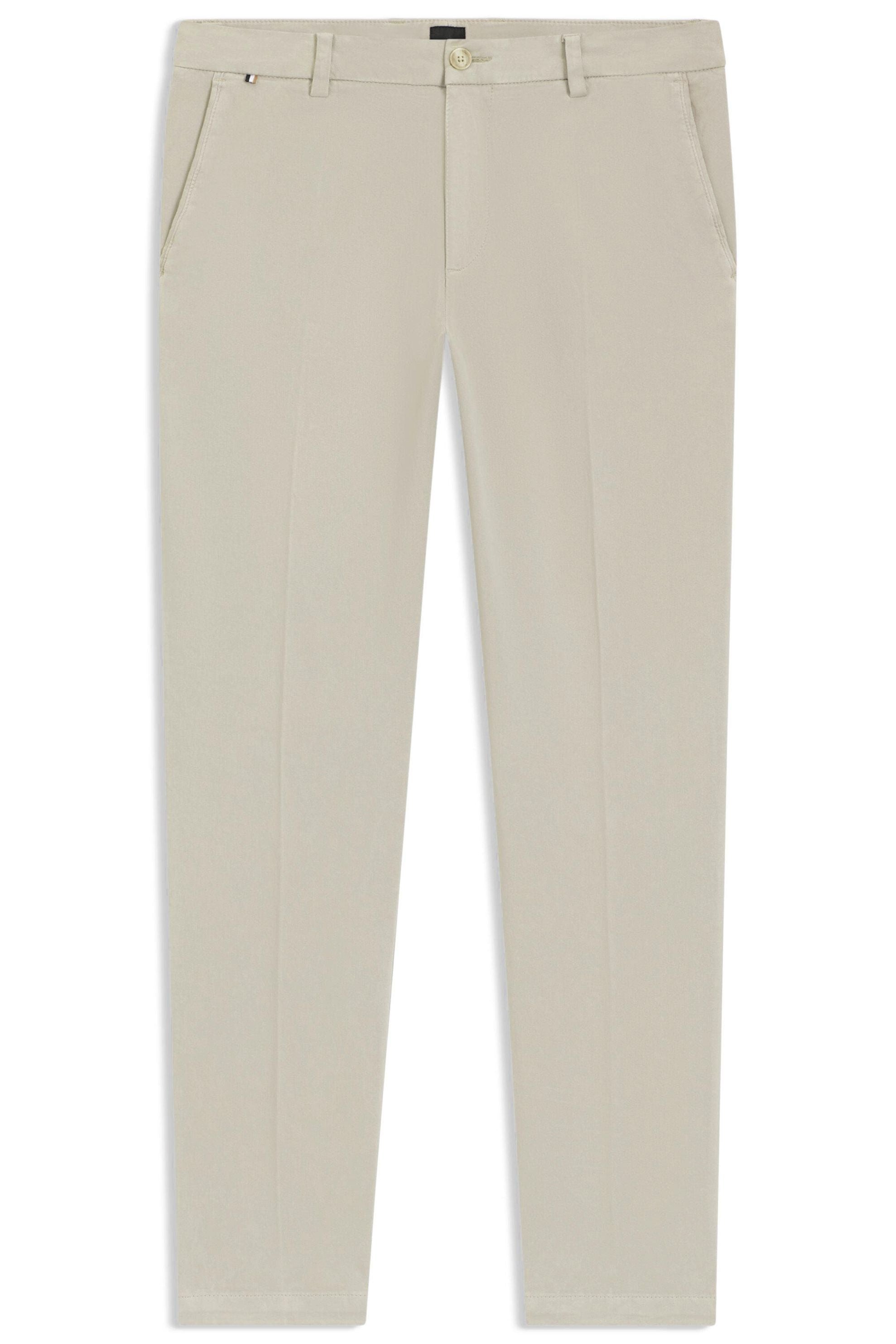 Modern-Fit Hose aus elastischem Baumwoll-Twill - 131-Open White - Creme