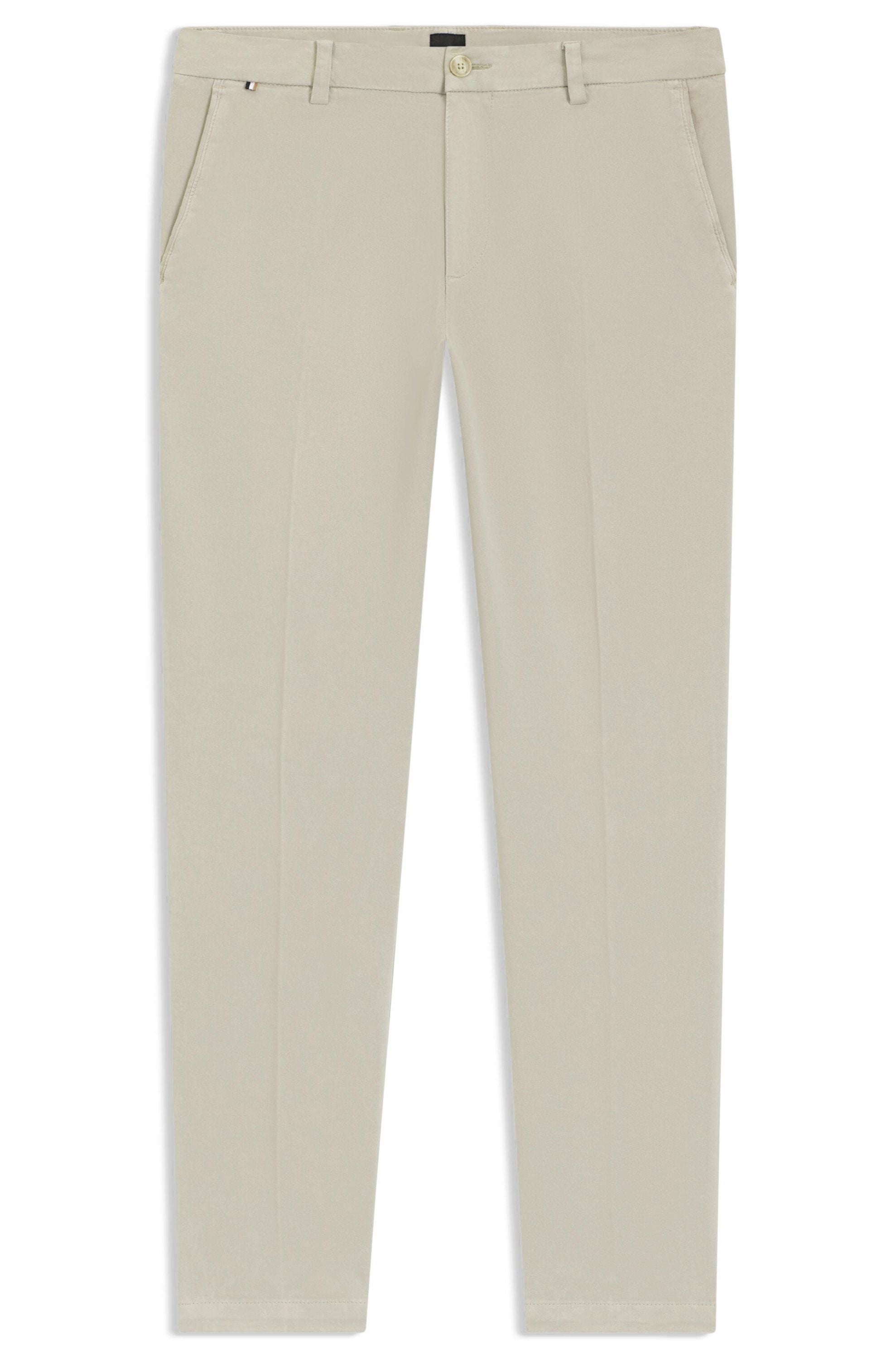 Modern-Fit Hose aus elastischem Baumwoll-Twill - 131-Open White - Creme