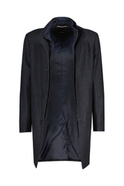 Wollmantel mit Stehkragen - 404-Dark Blue - Blau