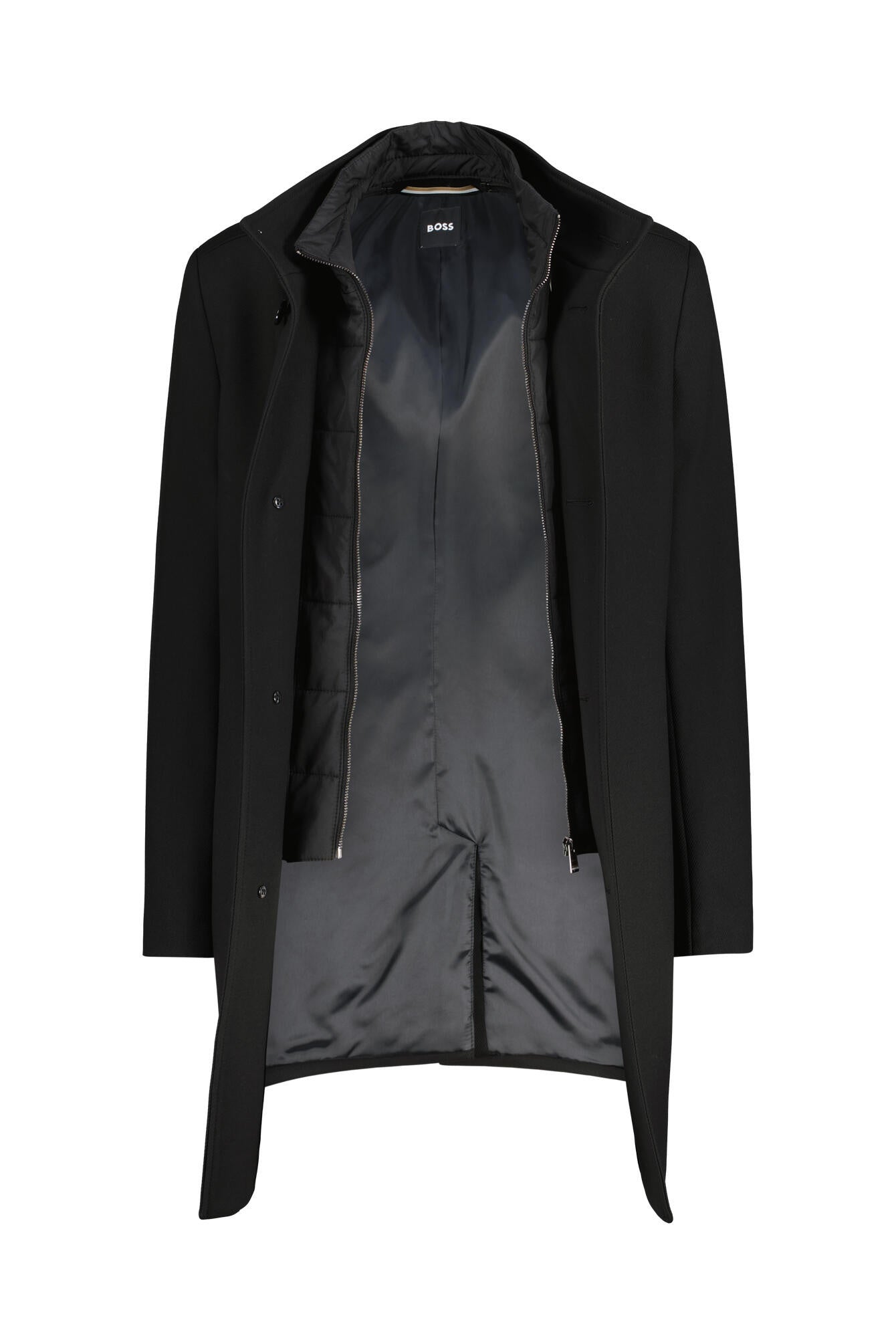 Mantel mit Stehkragen - 001-Black - Schwarz