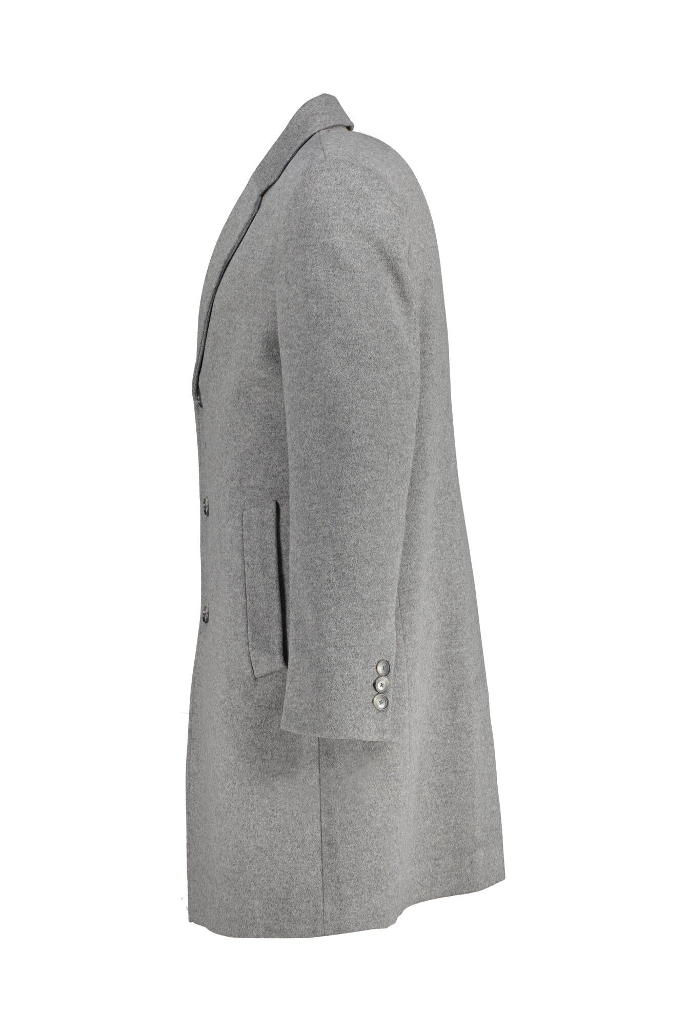 Wollmantel mit Reversekragen - 030-Medium Grey - Grau