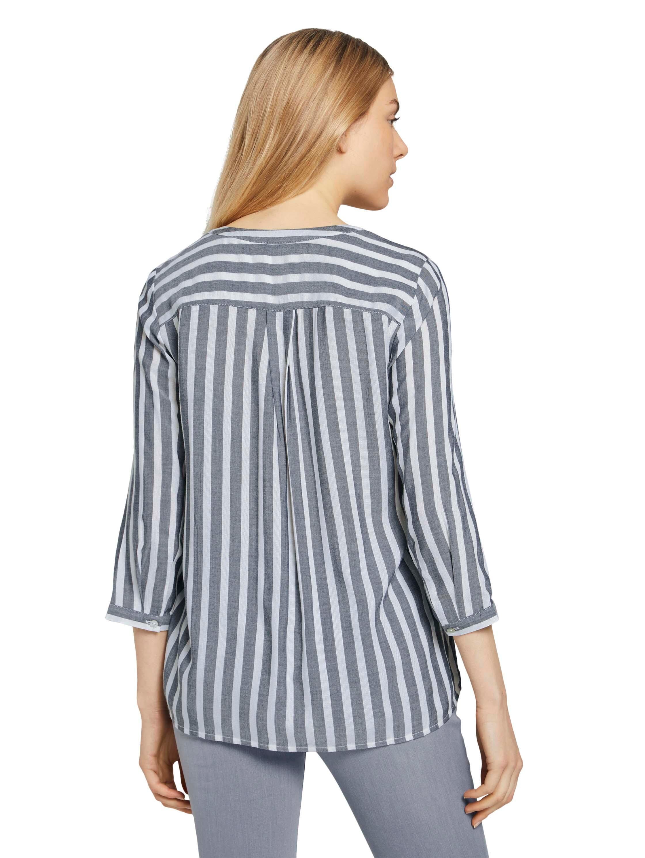 Gestreifte Bluse aus Viskose - 26940-offwhite navy vertical s - Blau