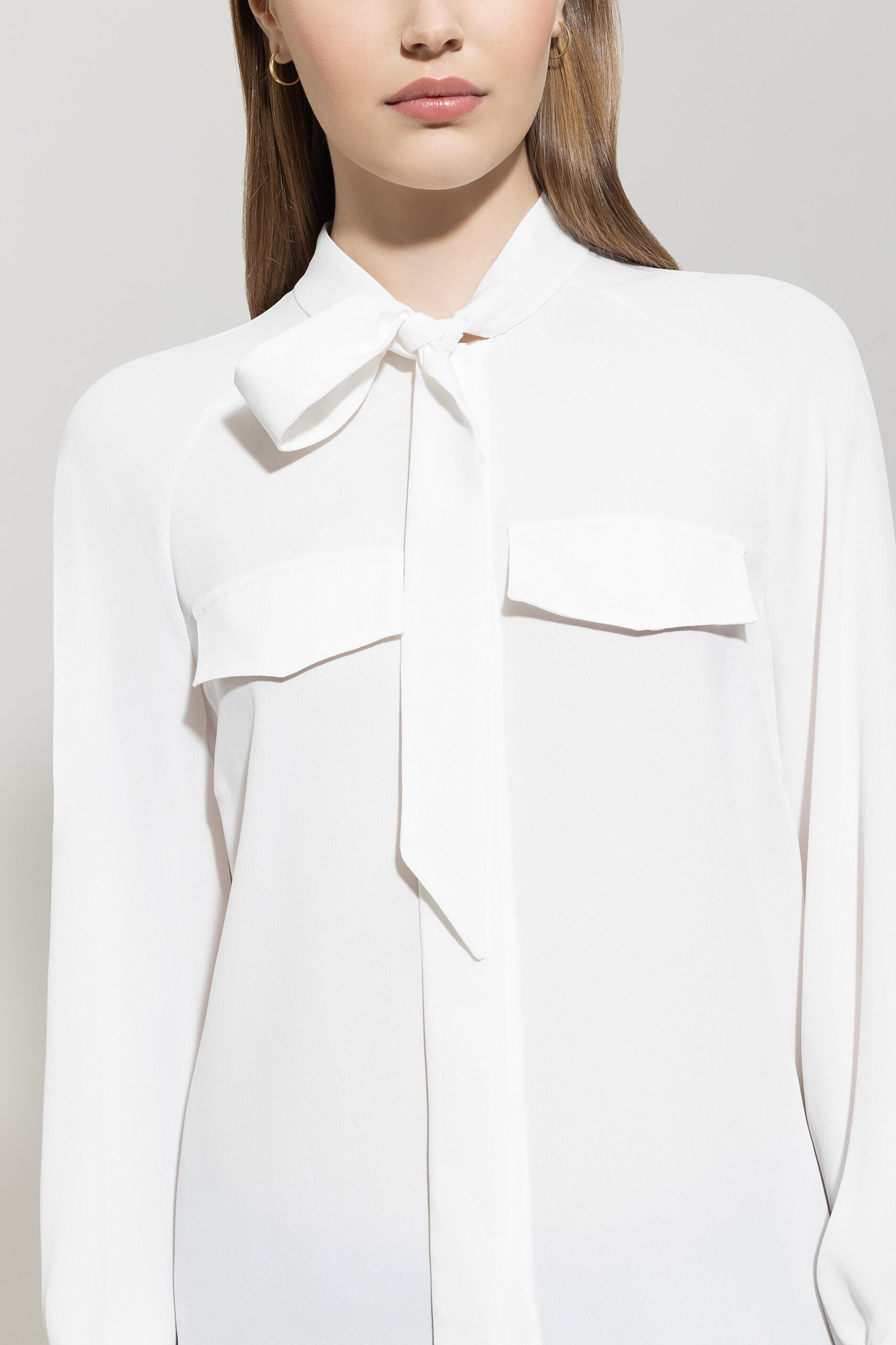 Bluse aus Seidenmix - 103 - Weiß