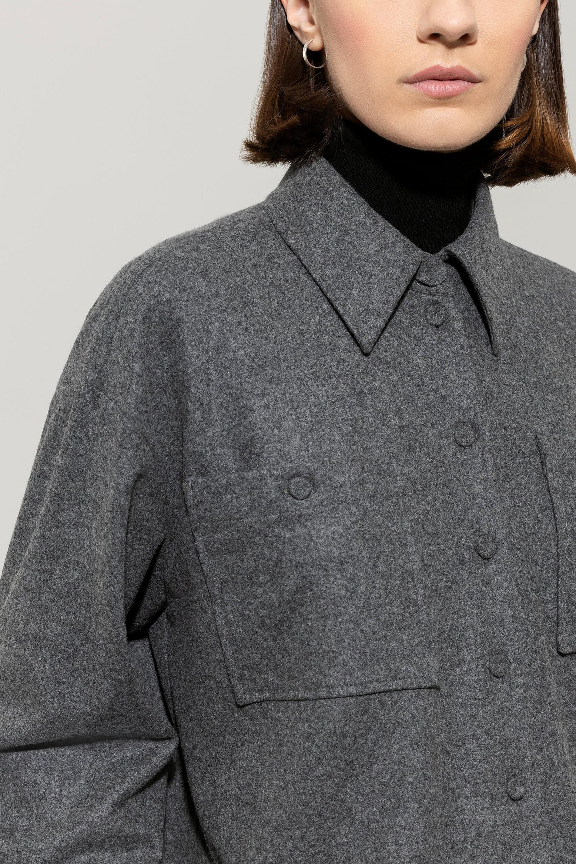 Flanellhemd aus Wollmix - 144 - Grau