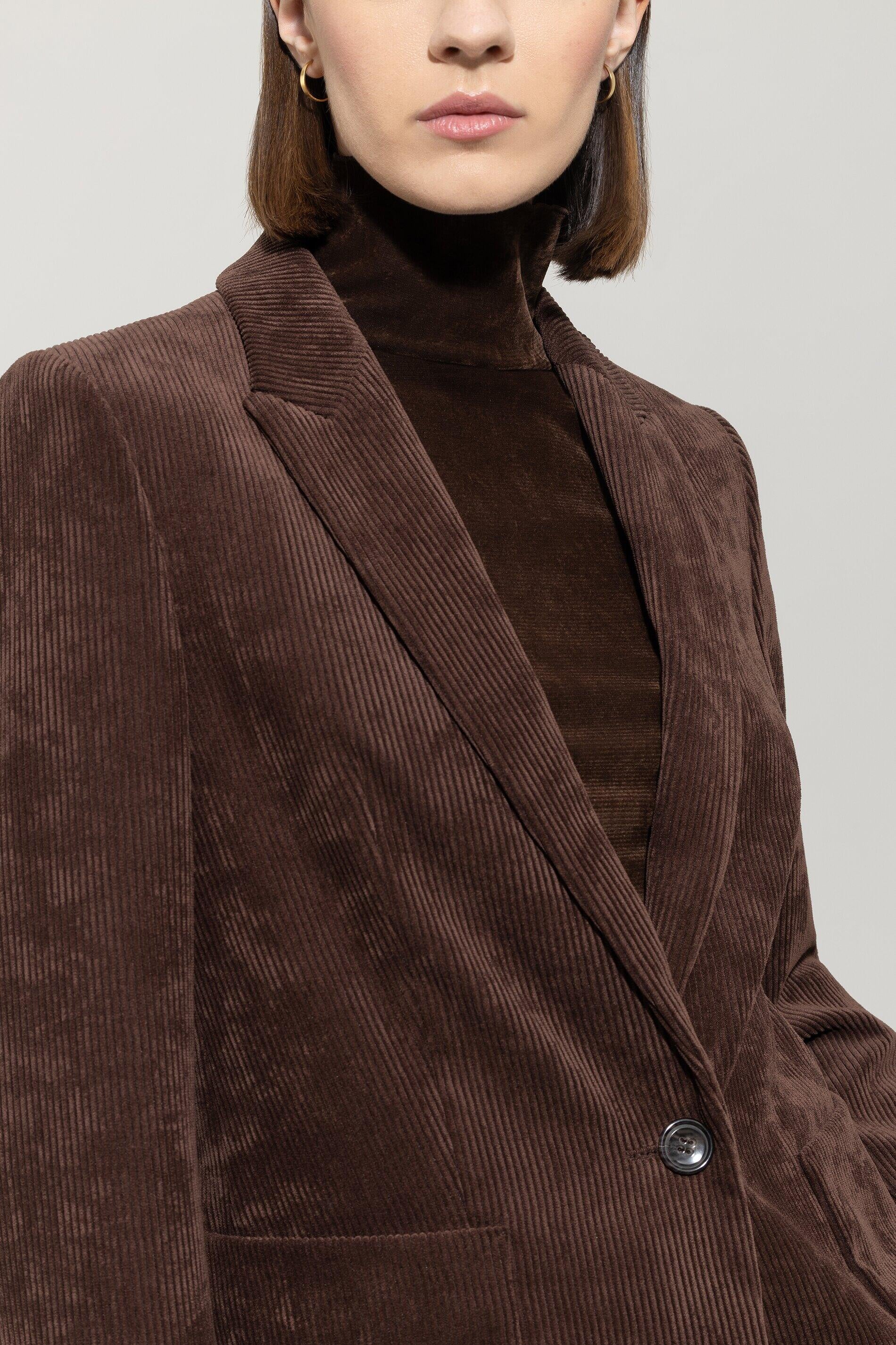 Cord-Blazer aus Viskosemix - 780 - Braun