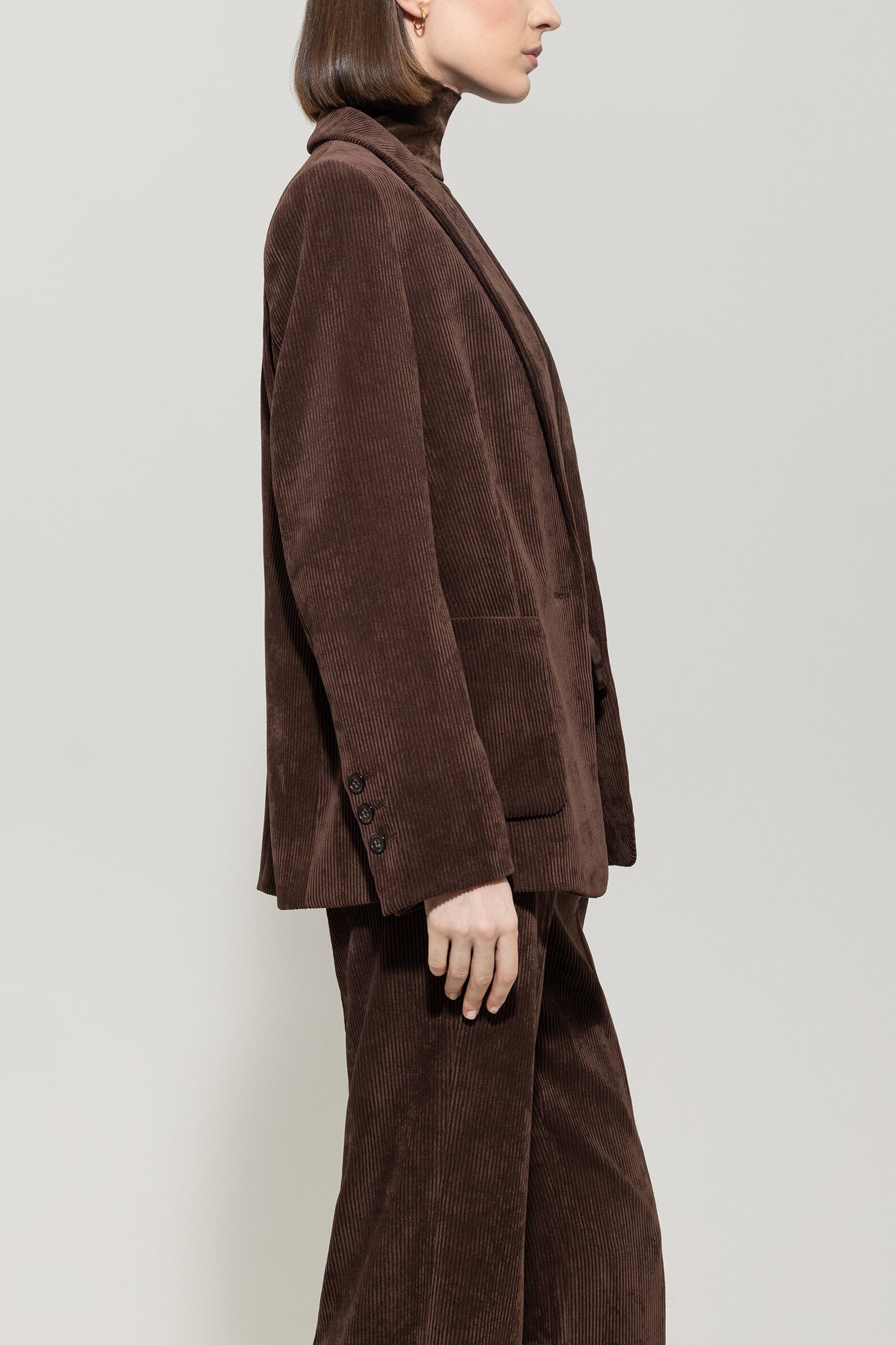 Cord-Blazer aus Viskosemix - 780 - Braun