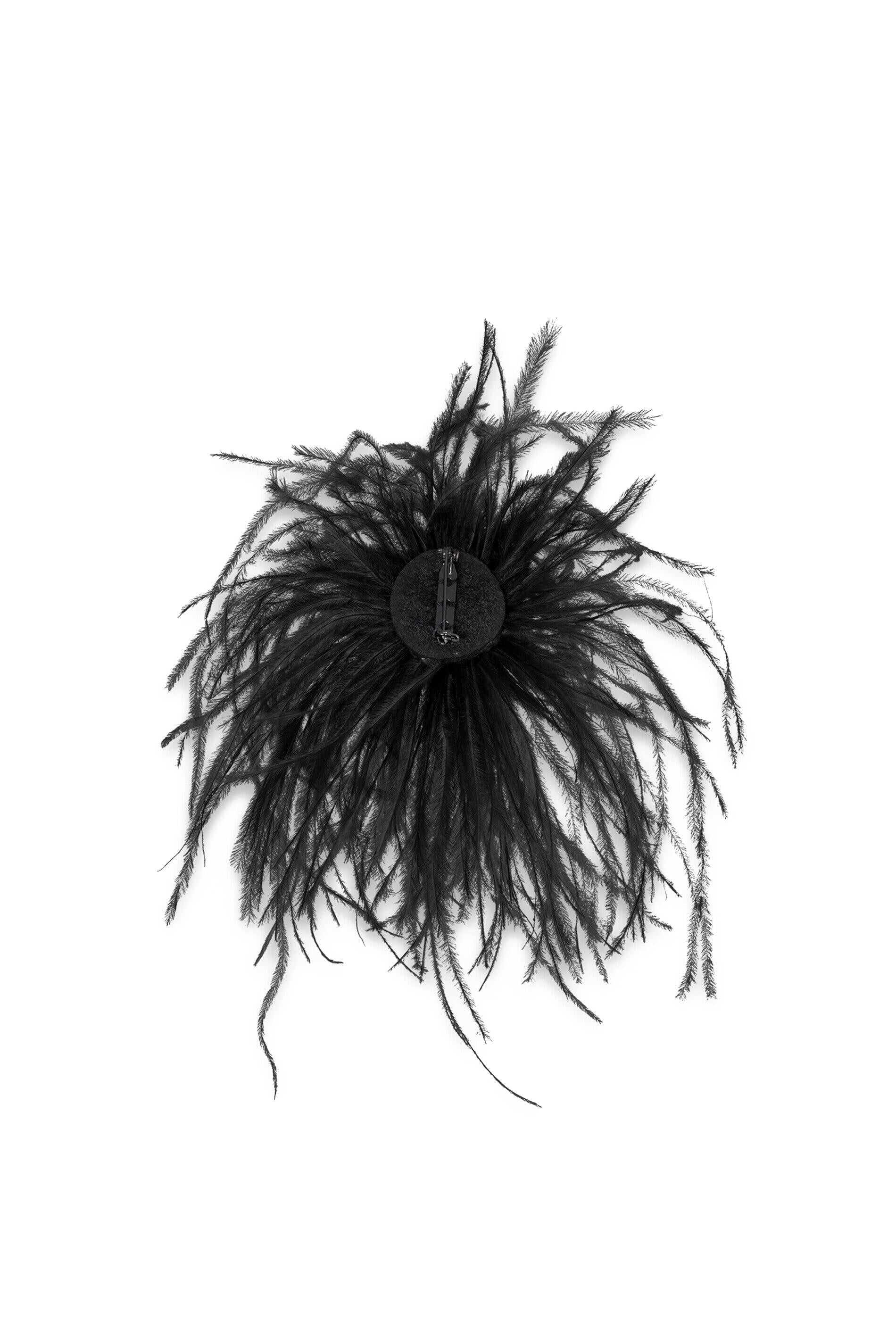 Brosche mit Federn - 1 - Schwarz