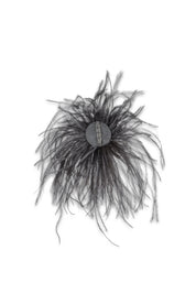 Brosche mit Federn - 169 - Grau