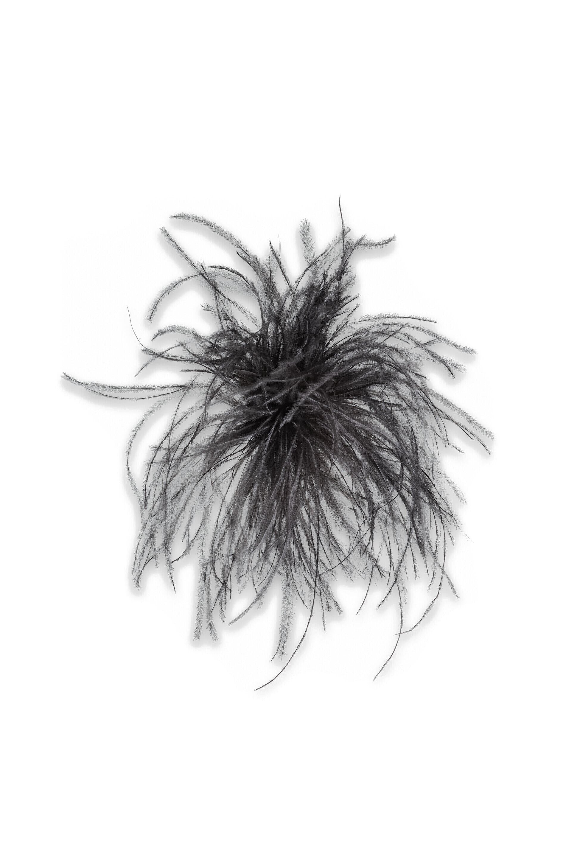 Brosche mit Federn - 169 - Grau