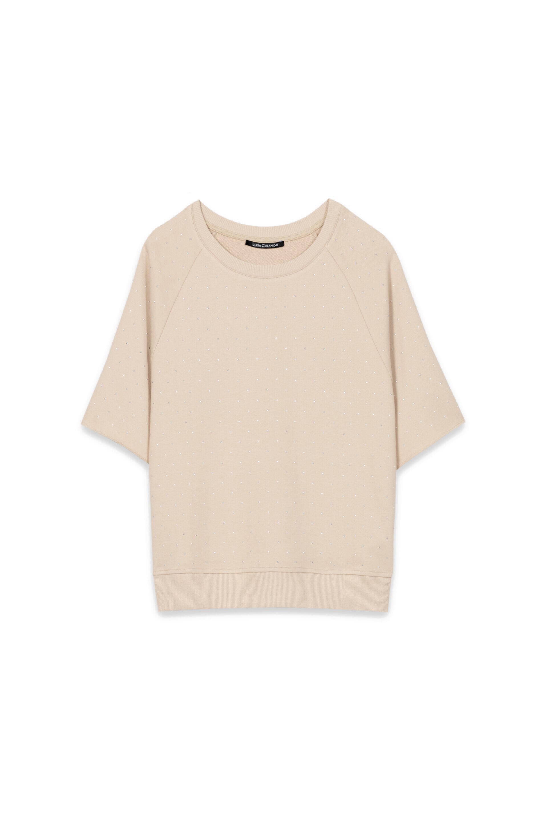 T-Shirt mit Strasssteinen - 725 - Beige