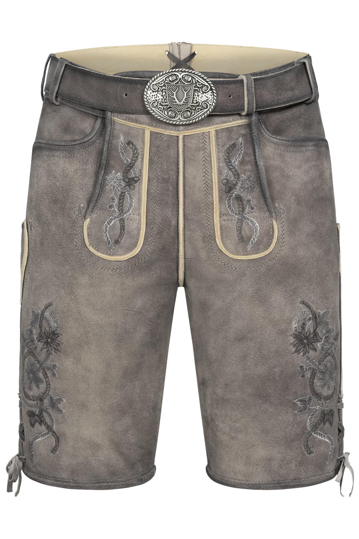 Lederhose MIRKO mit Gürtel - 44-grau - Grau