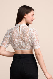 Dirndlbluse mit Stehkragen - 2-ecru - Weiß