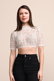 Dirndlbluse mit Stehkragen - 2-ecru - Weiß