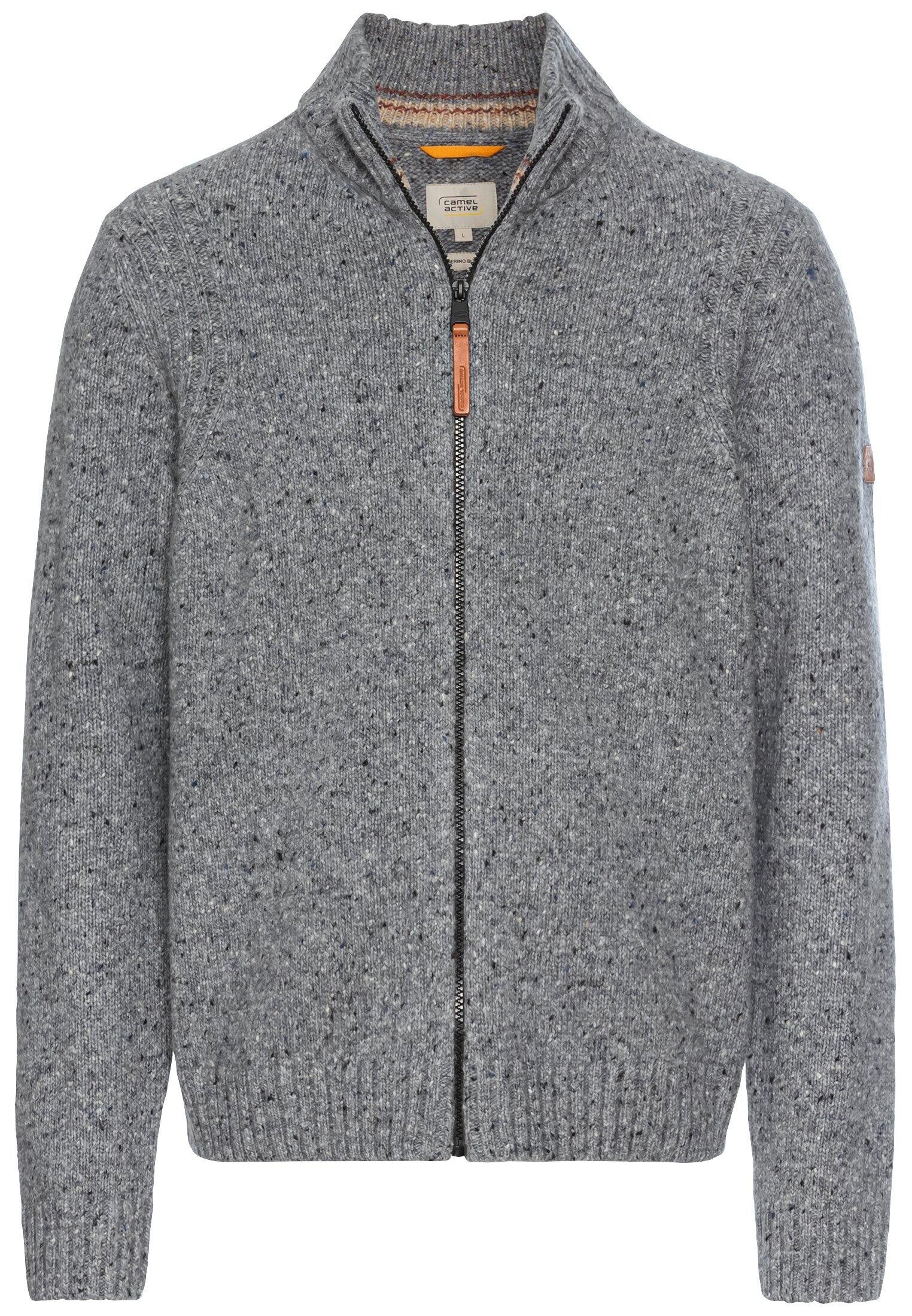 Melierte Strickjacke aus Wollmix - 08-Rock Grey - Grau