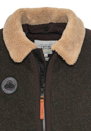 Bomberjacke mit abnehmbaren Teddy-Kragen - 24-Sepia Brown - Braun