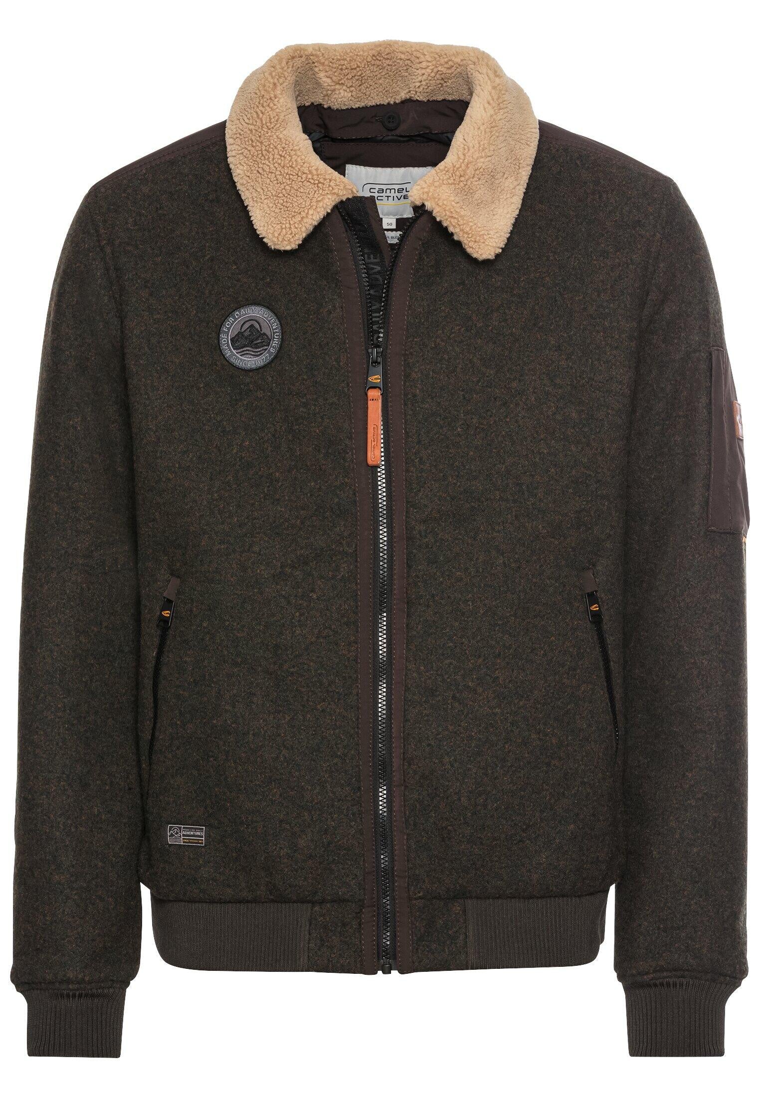 Bomberjacke mit abnehmbaren Teddy-Kragen - 24-Sepia Brown - Braun