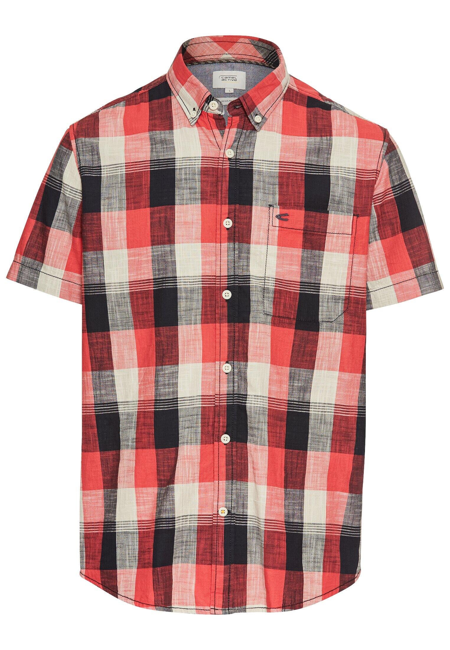 Kurzarmhemd aus Baumwolle - 48-Dark Navy - Rot